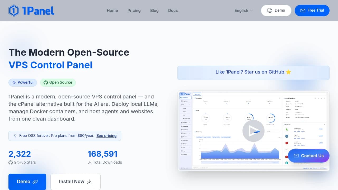 1Panel product interface