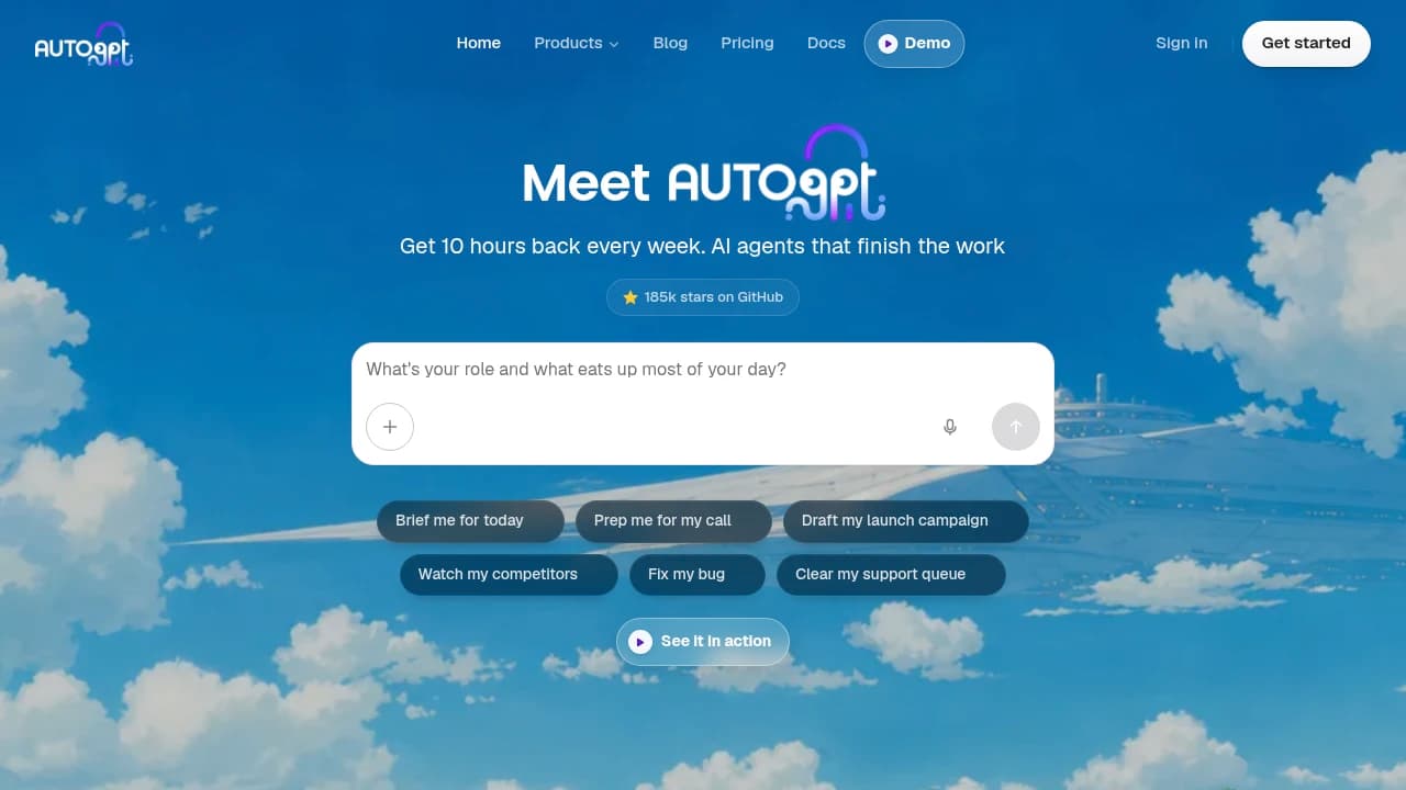 AutoGPT product interface