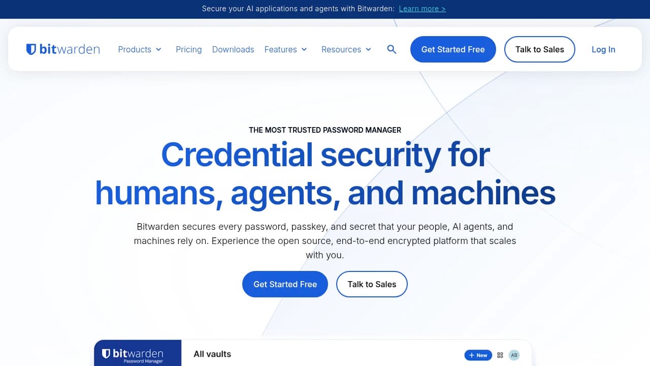 Bitwarden product interface