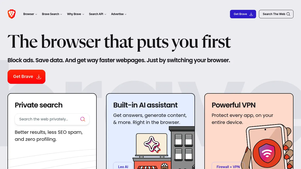 Brave product interface