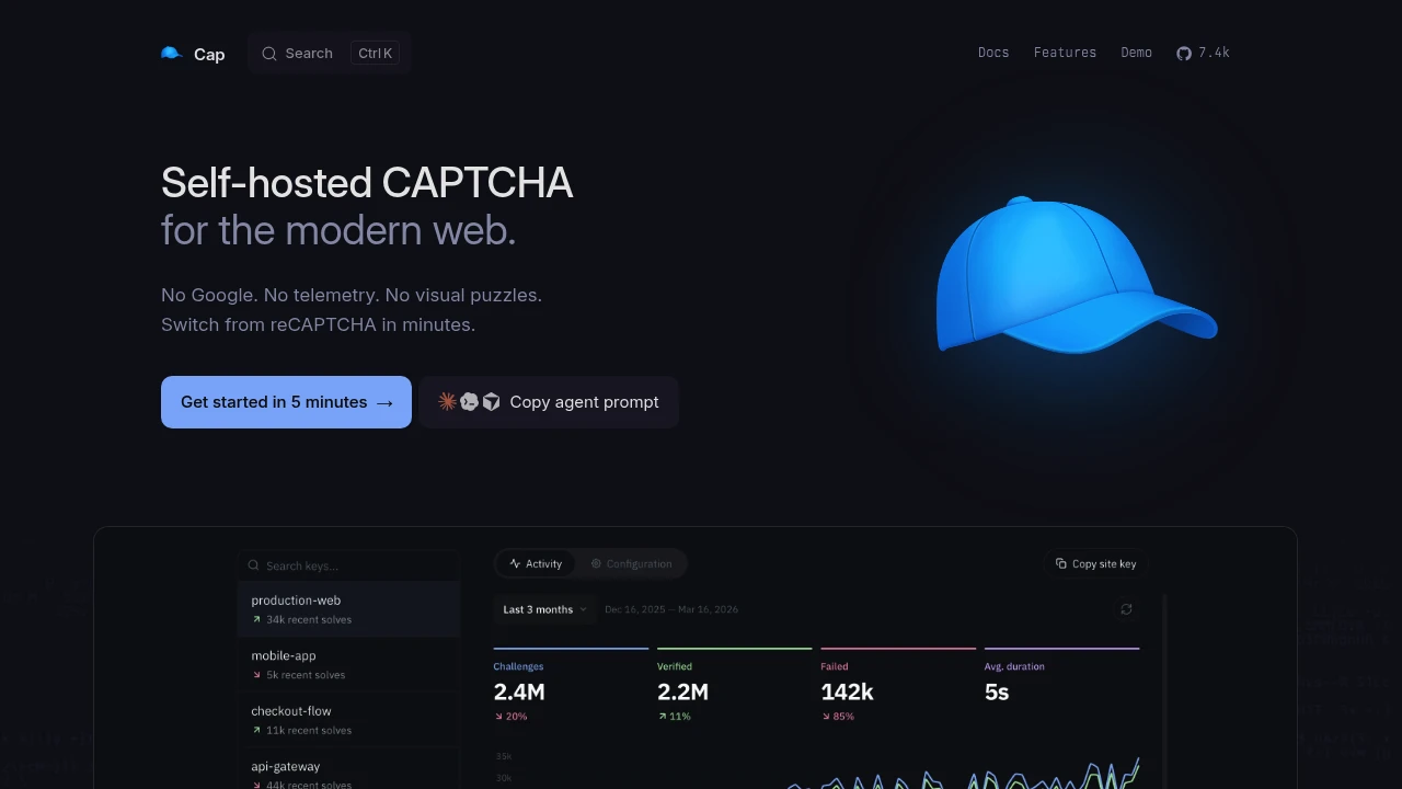 Cap product interface