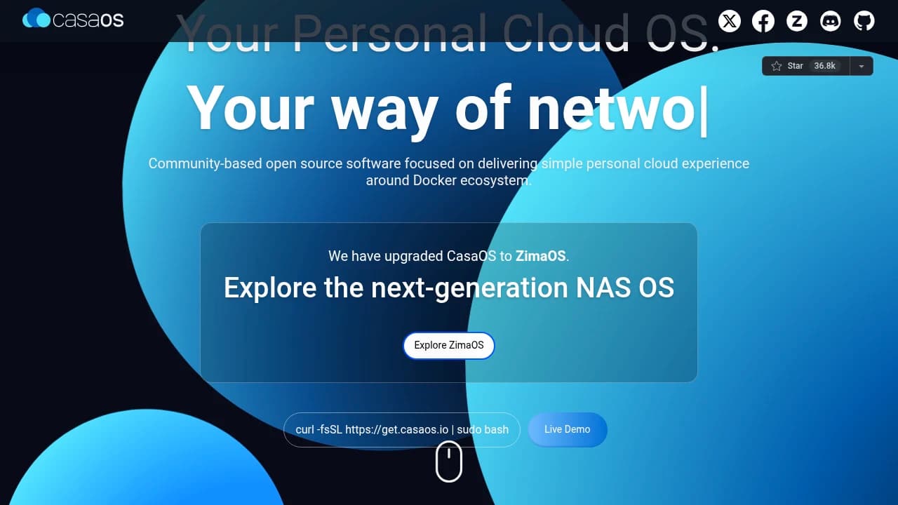 CasaOS product interface