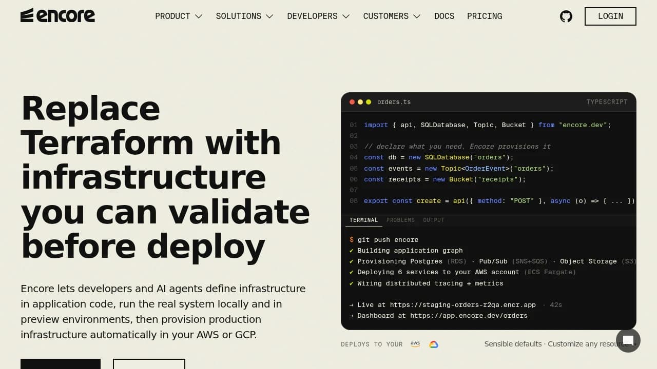 Encore product interface