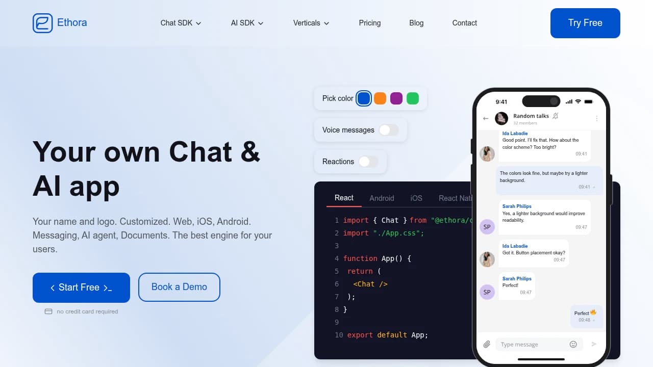 Ethora product interface