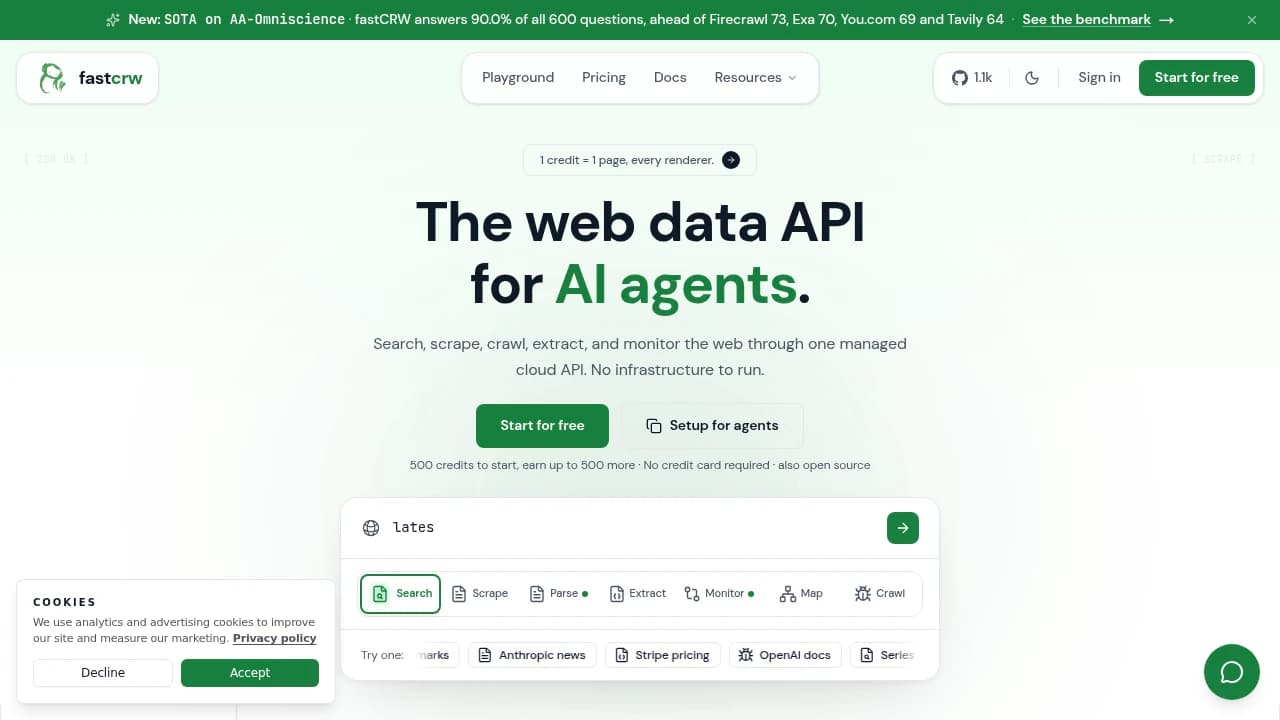 fastCRW product interface