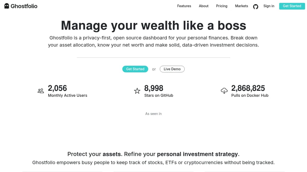 Ghostfolio product interface