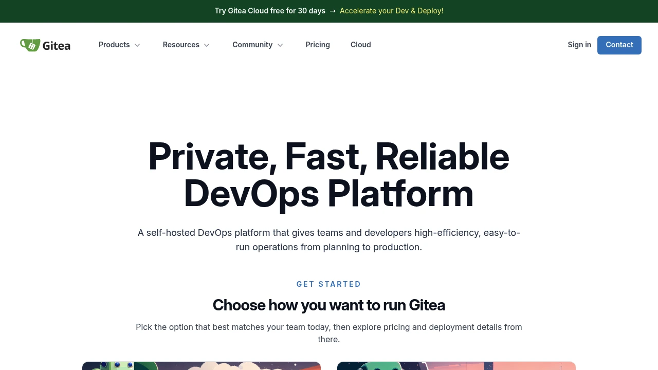 Gitea product interface