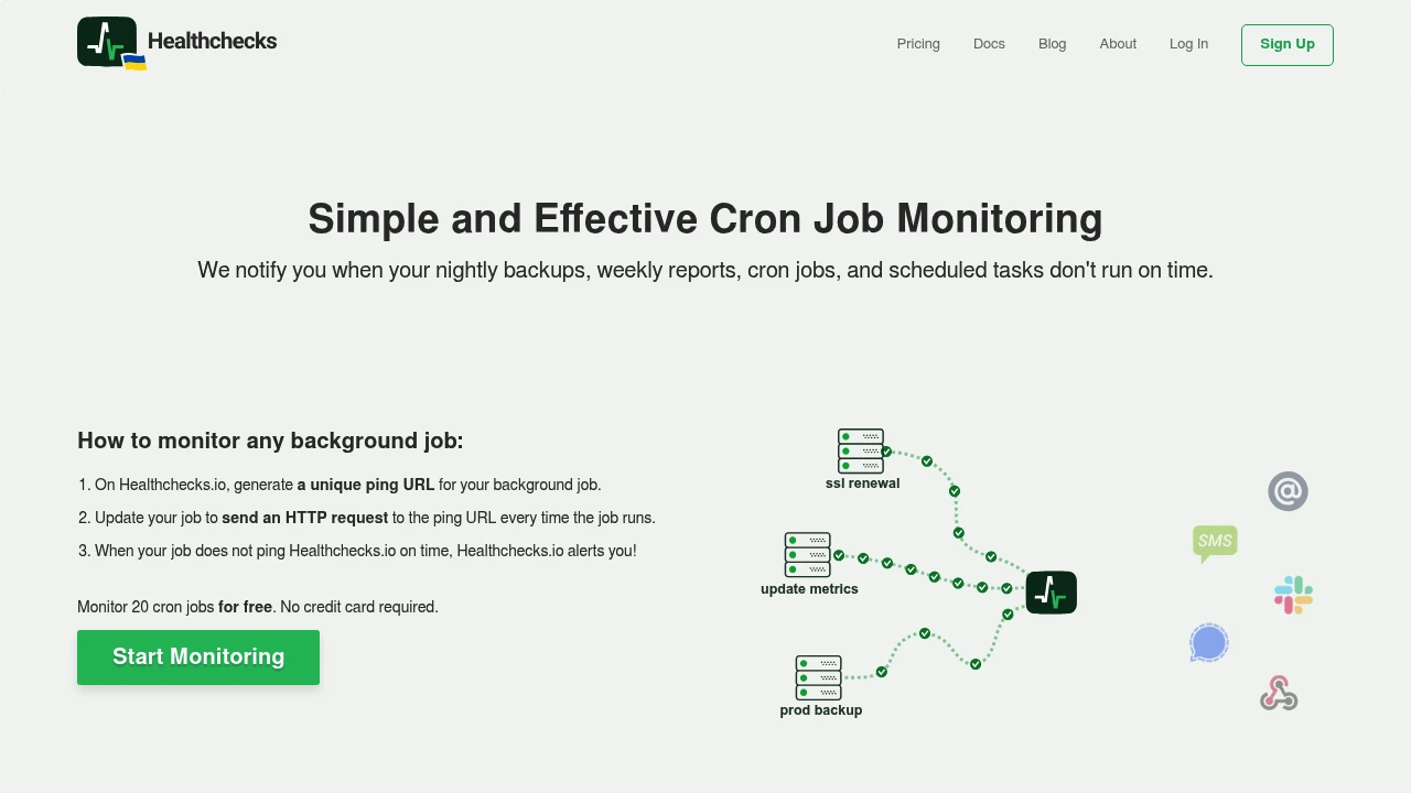 Healthchecks product interface