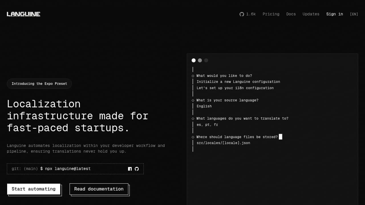 Languine product interface