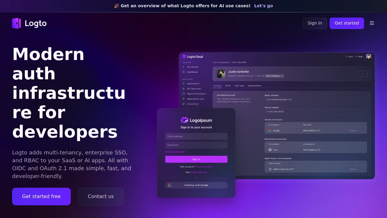 Logto product interface