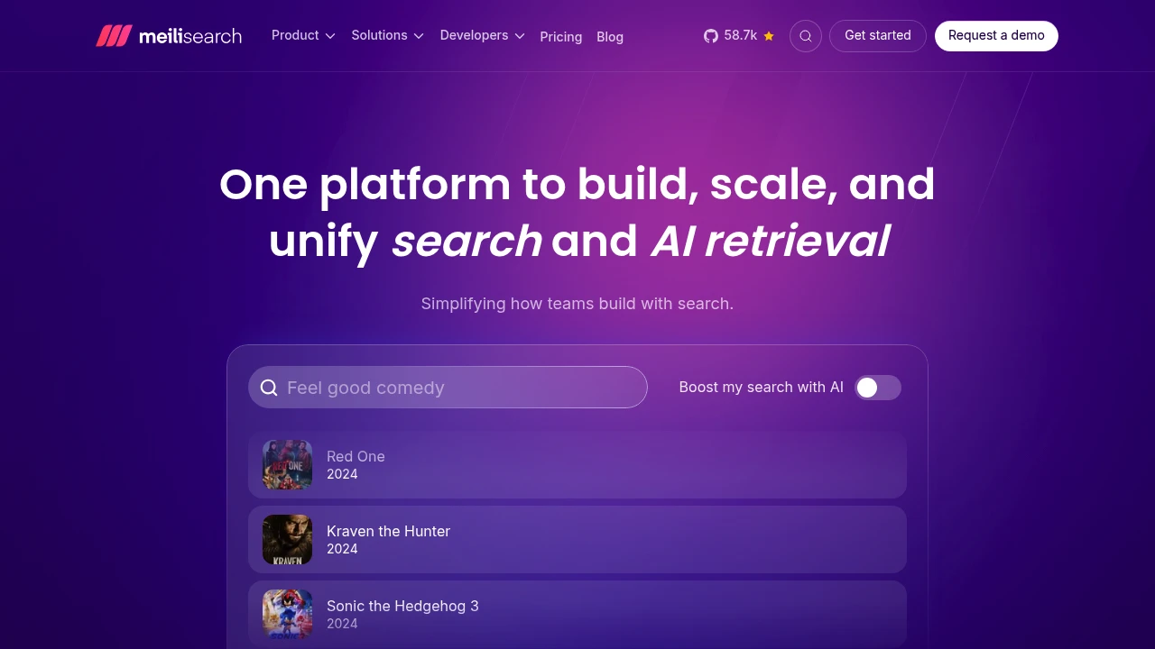 Meilisearch product interface