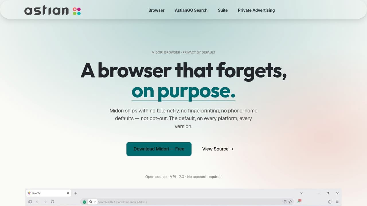 Midori Browser product interface