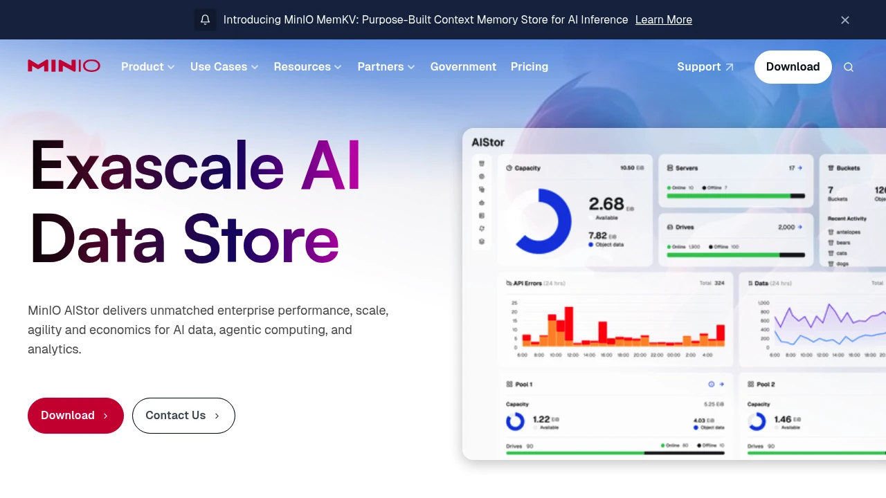 MinIO product interface