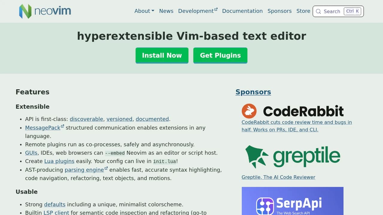 Neovim product interface