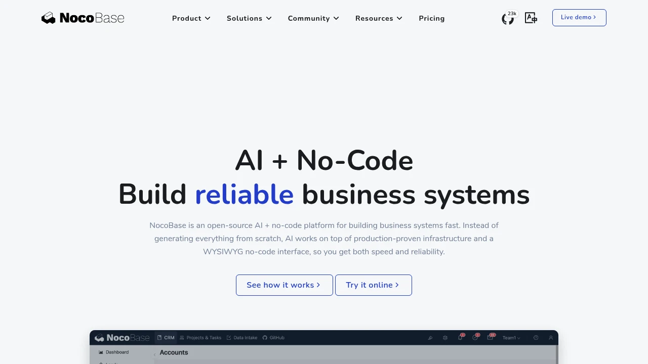 NocoBase product interface