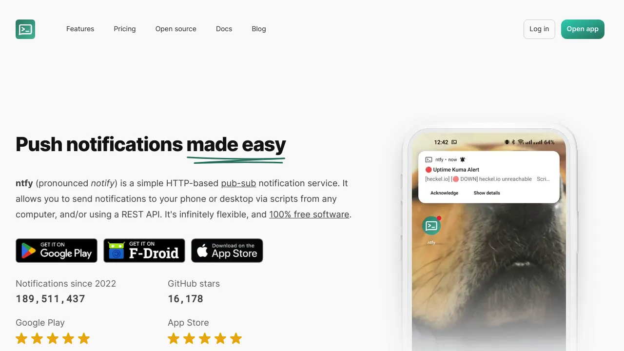 Ntfy product interface