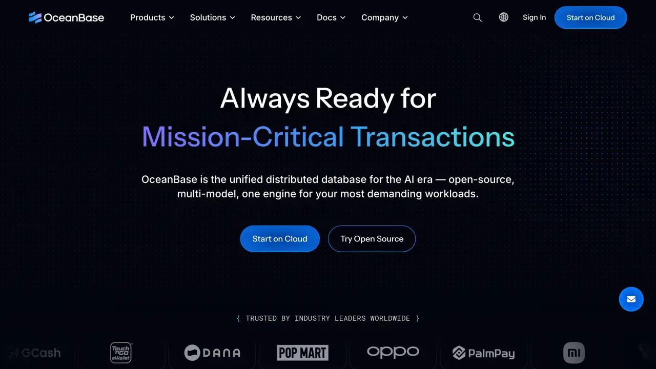 OceanBase product interface
