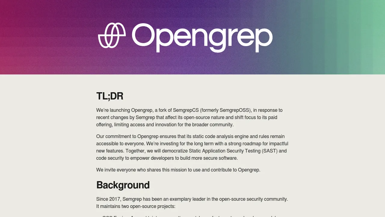 Opengrep product interface