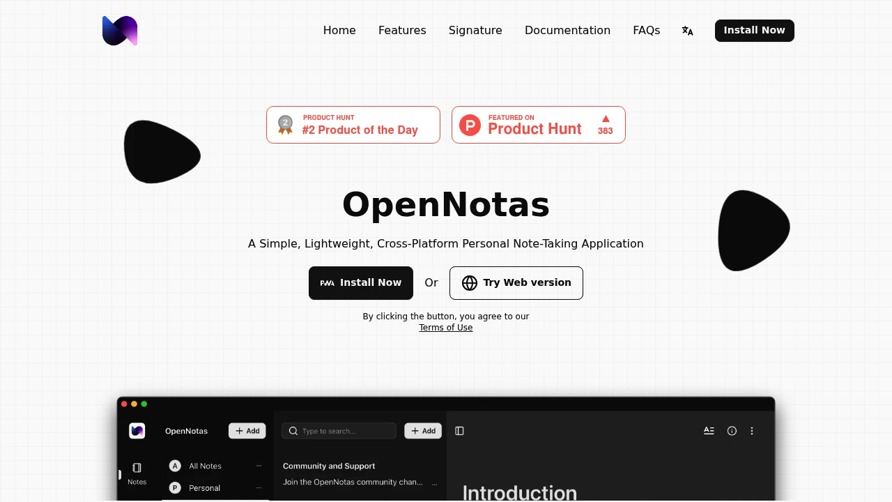 OpenNotas product interface