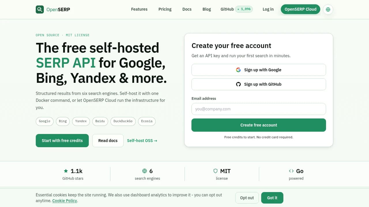 OpenSERP product interface