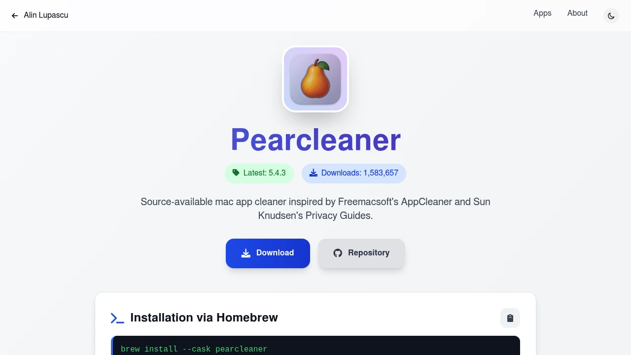 Pearcleaner product interface