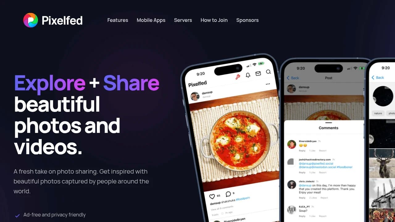 Pixelfed product interface