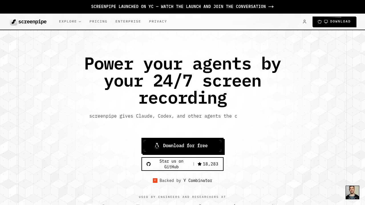 screenpipe product interface