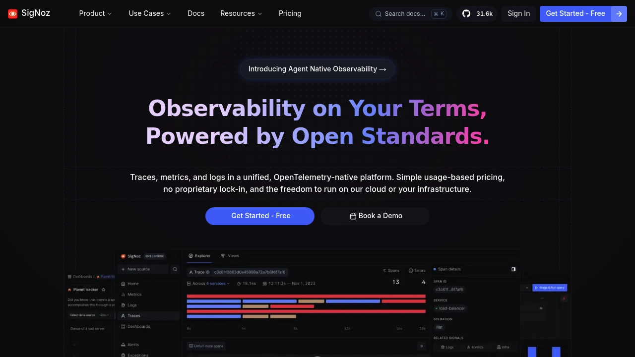 SigNoz product interface