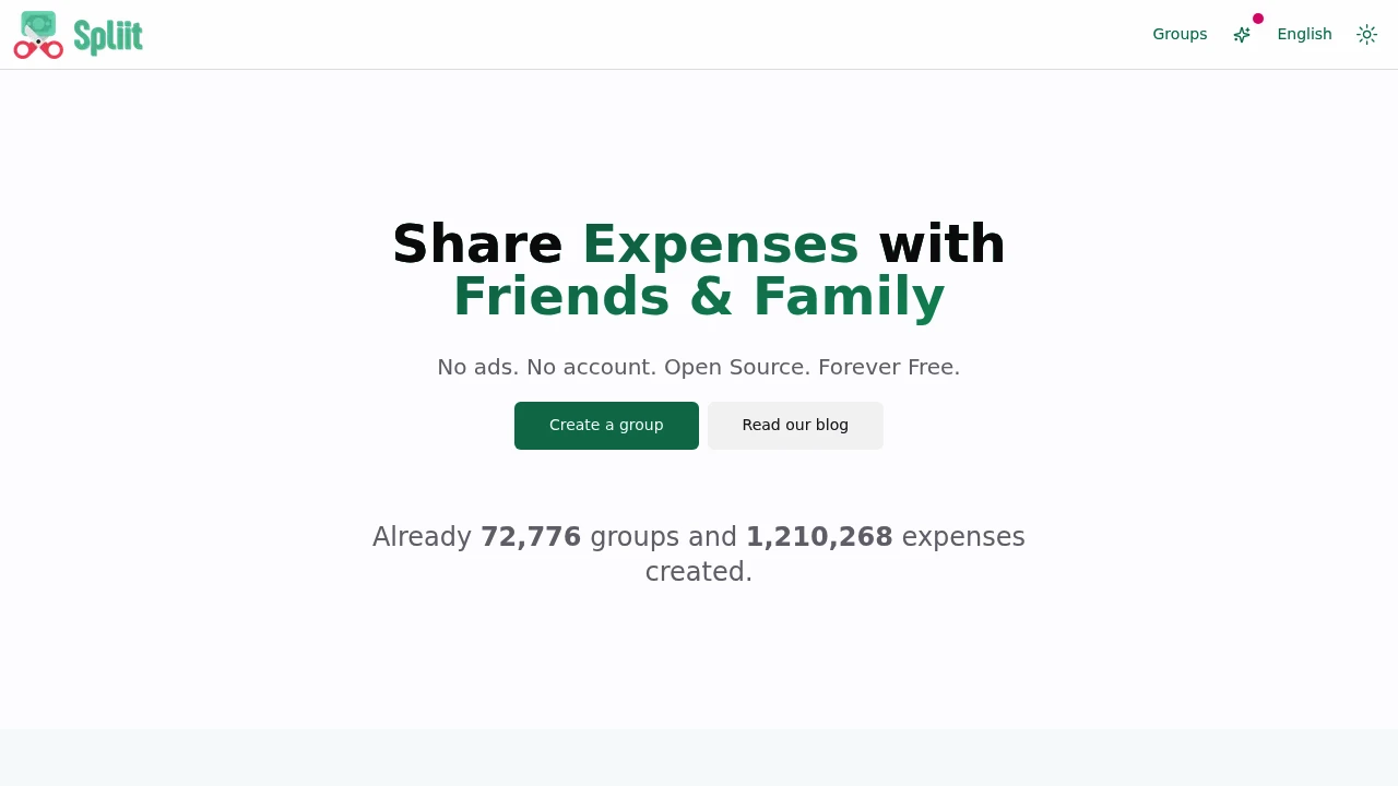 Spliit product interface