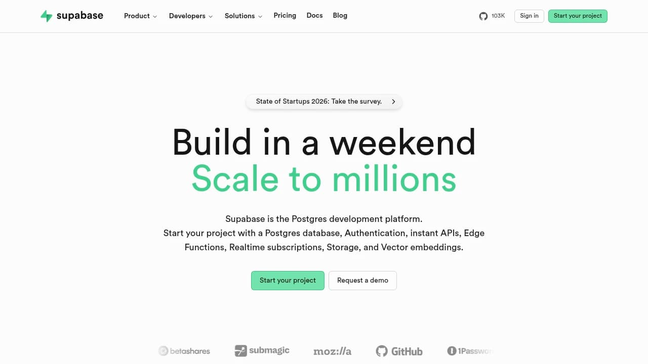 Supabase product interface
