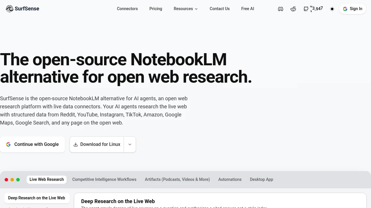 SurfSense product interface