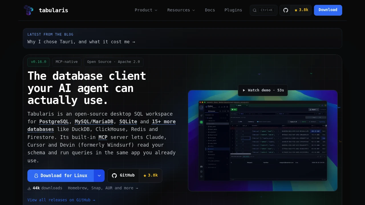Tabularis product interface