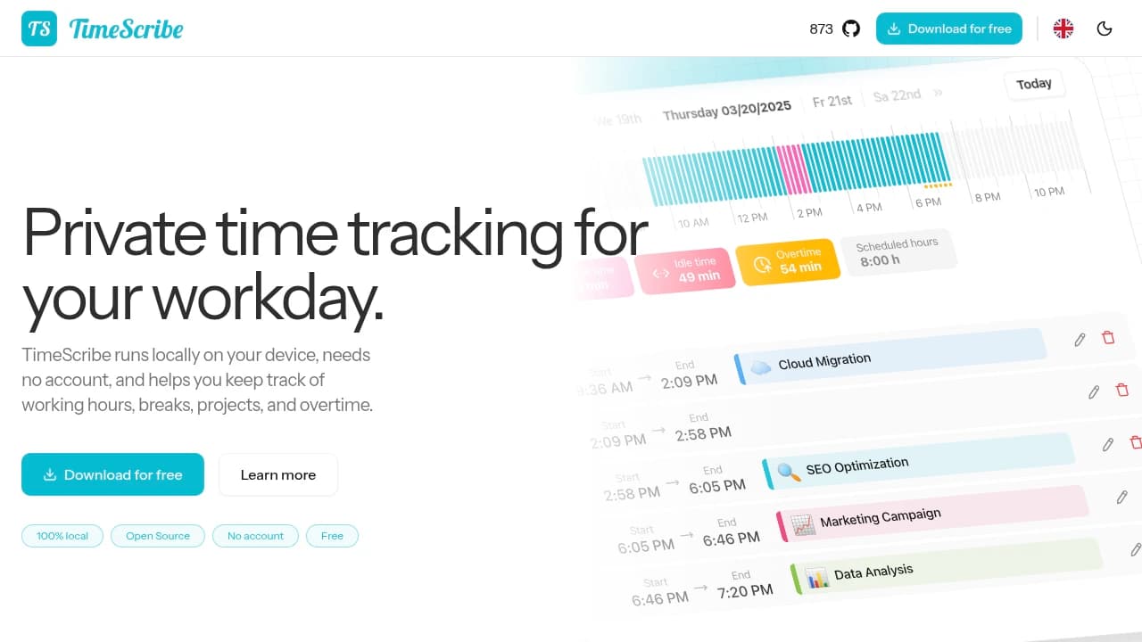 TimeScribe product interface
