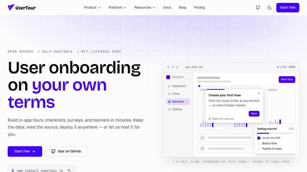 Usertour product interface