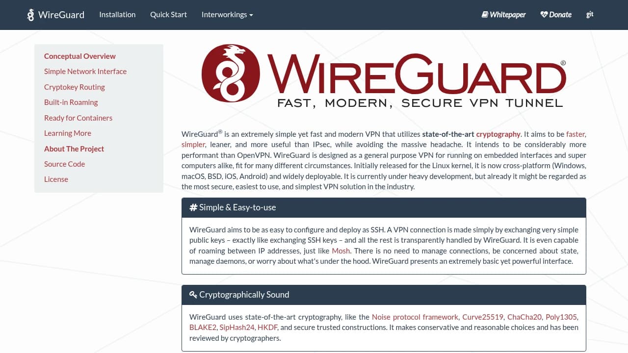 WireGuard product interface
