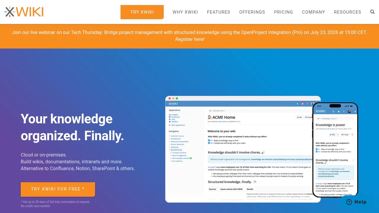 XWiki product interface