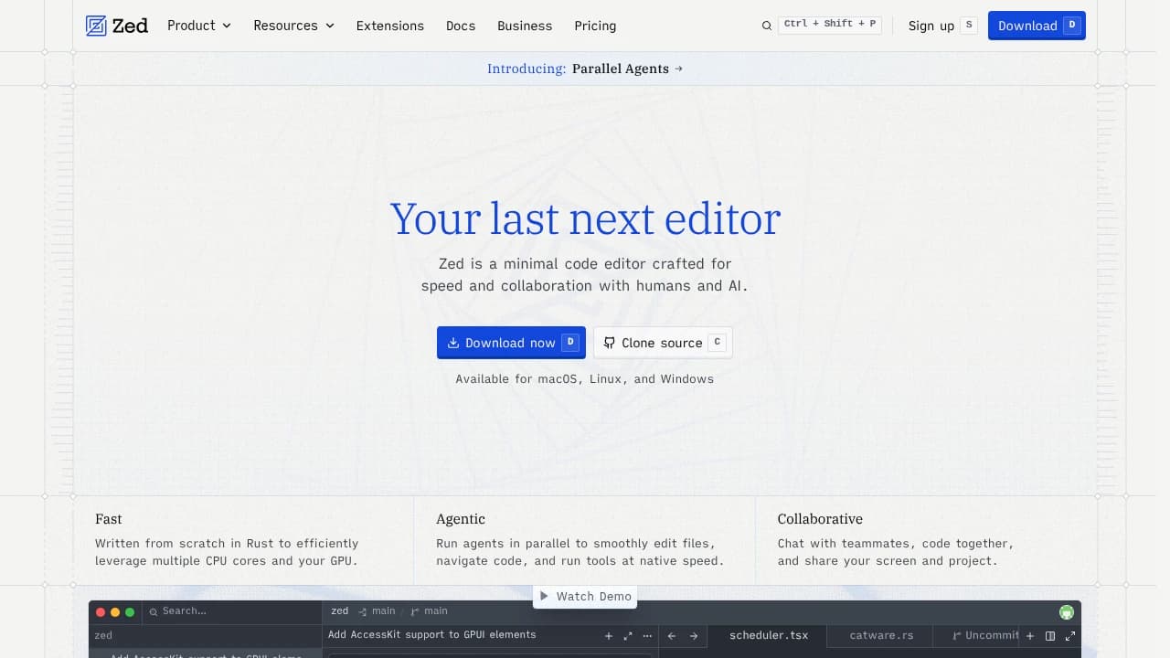 Zed product interface