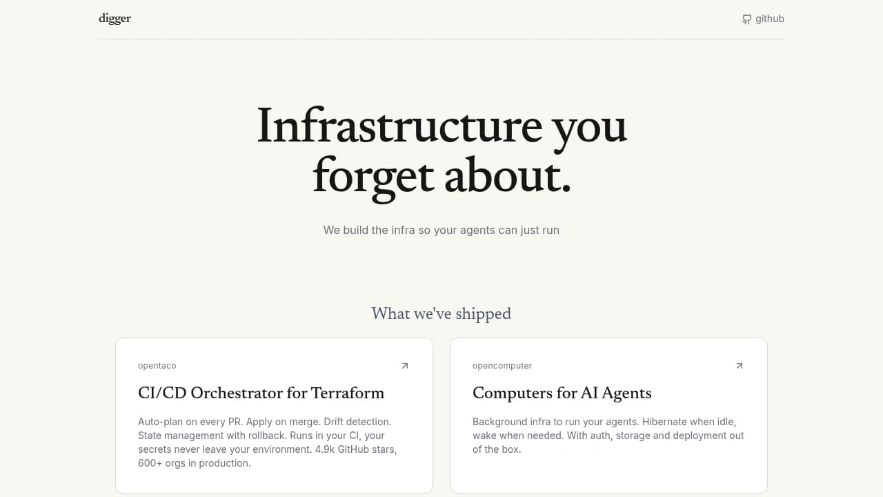 Digger product interface
