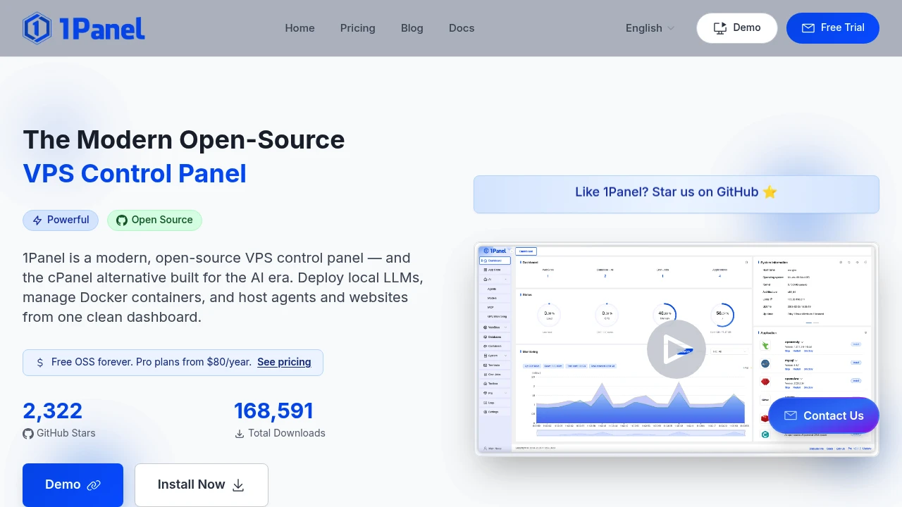 1Panel product interface