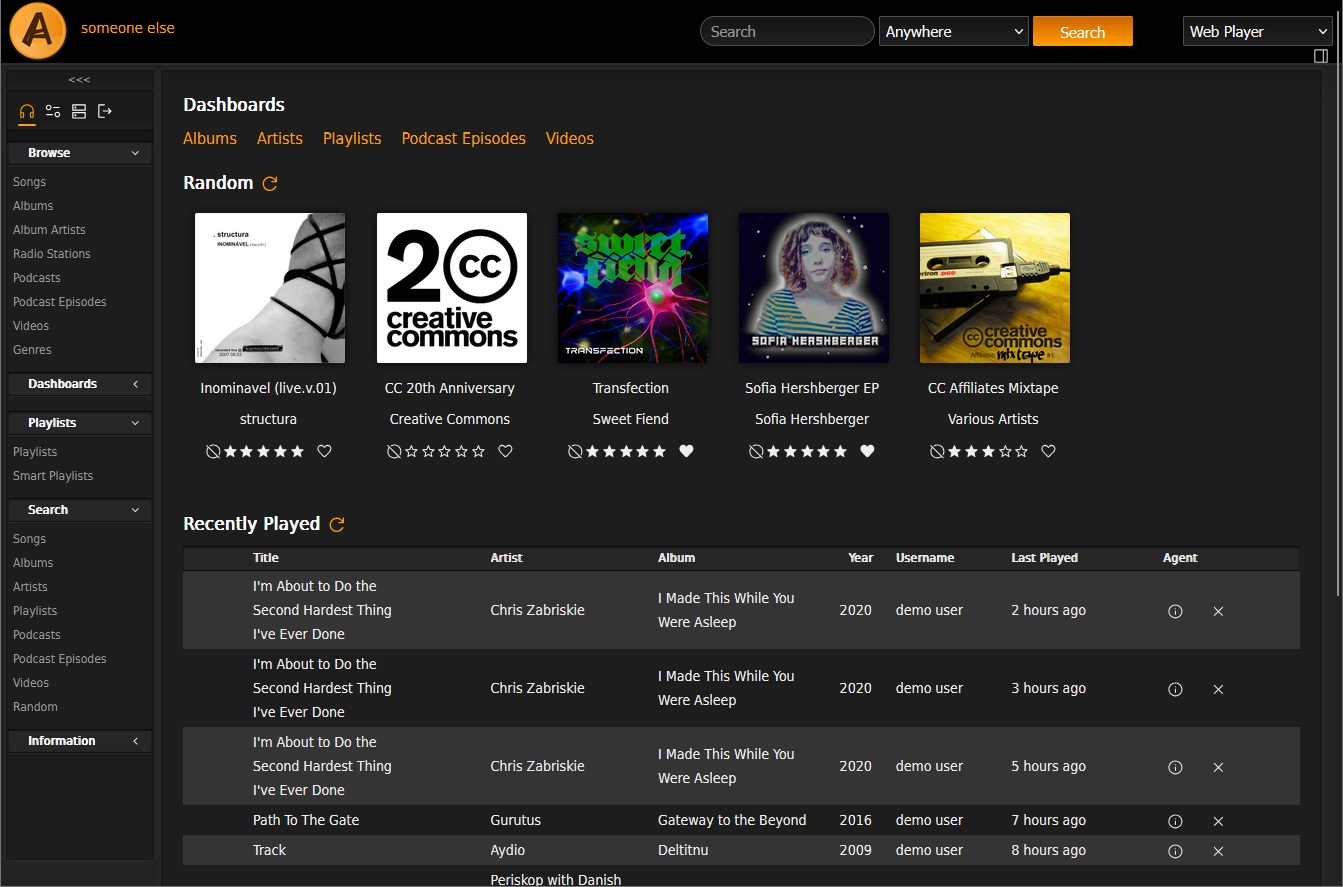 Ampache product interface