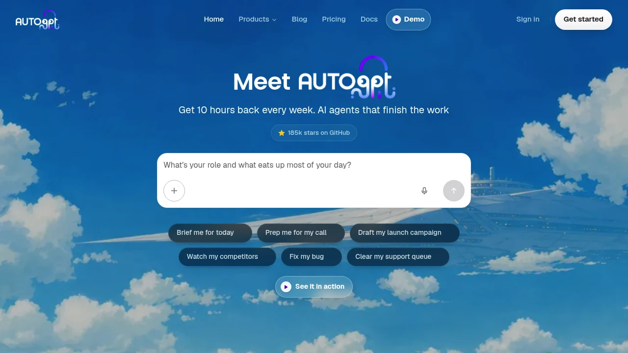 AutoGPT product interface