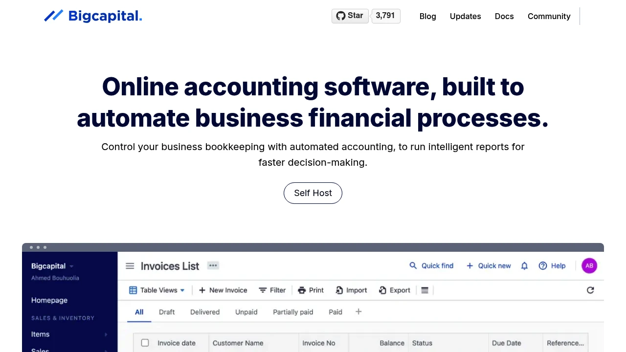 Bigcapital product interface