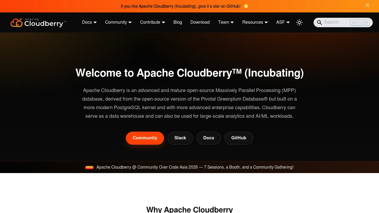Apache Cloudberry product interface