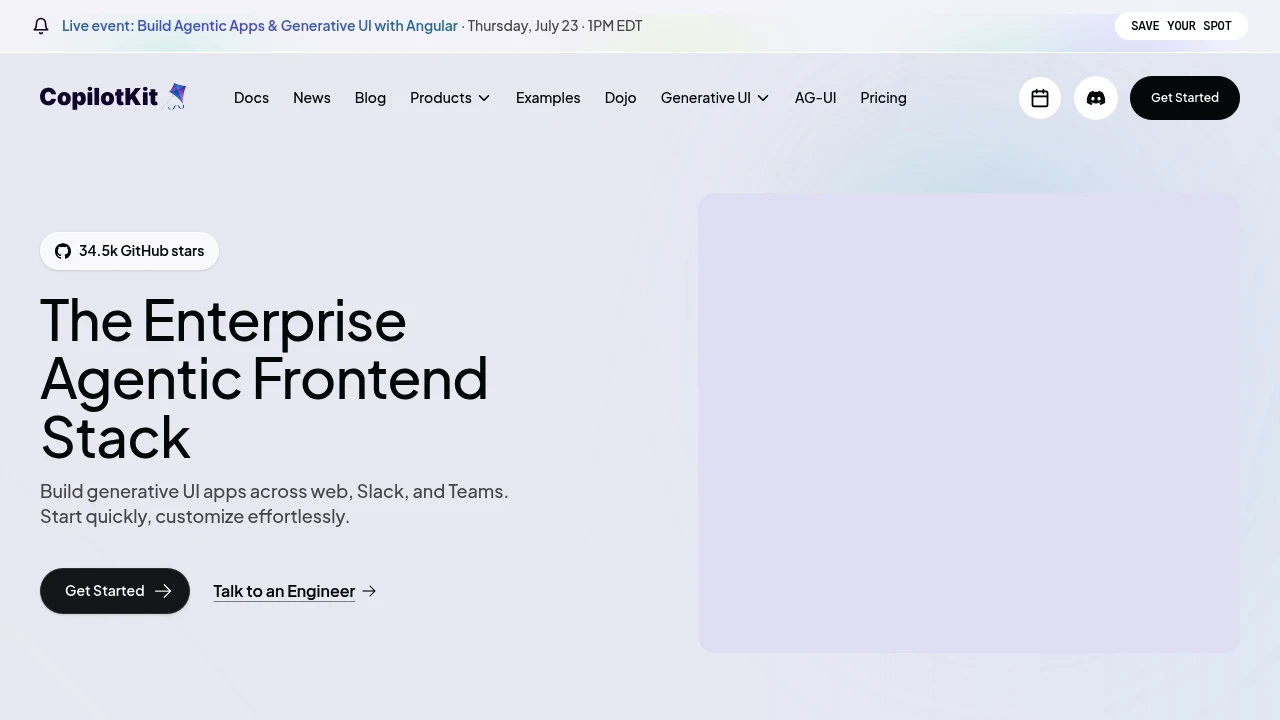 CopilotKit product interface