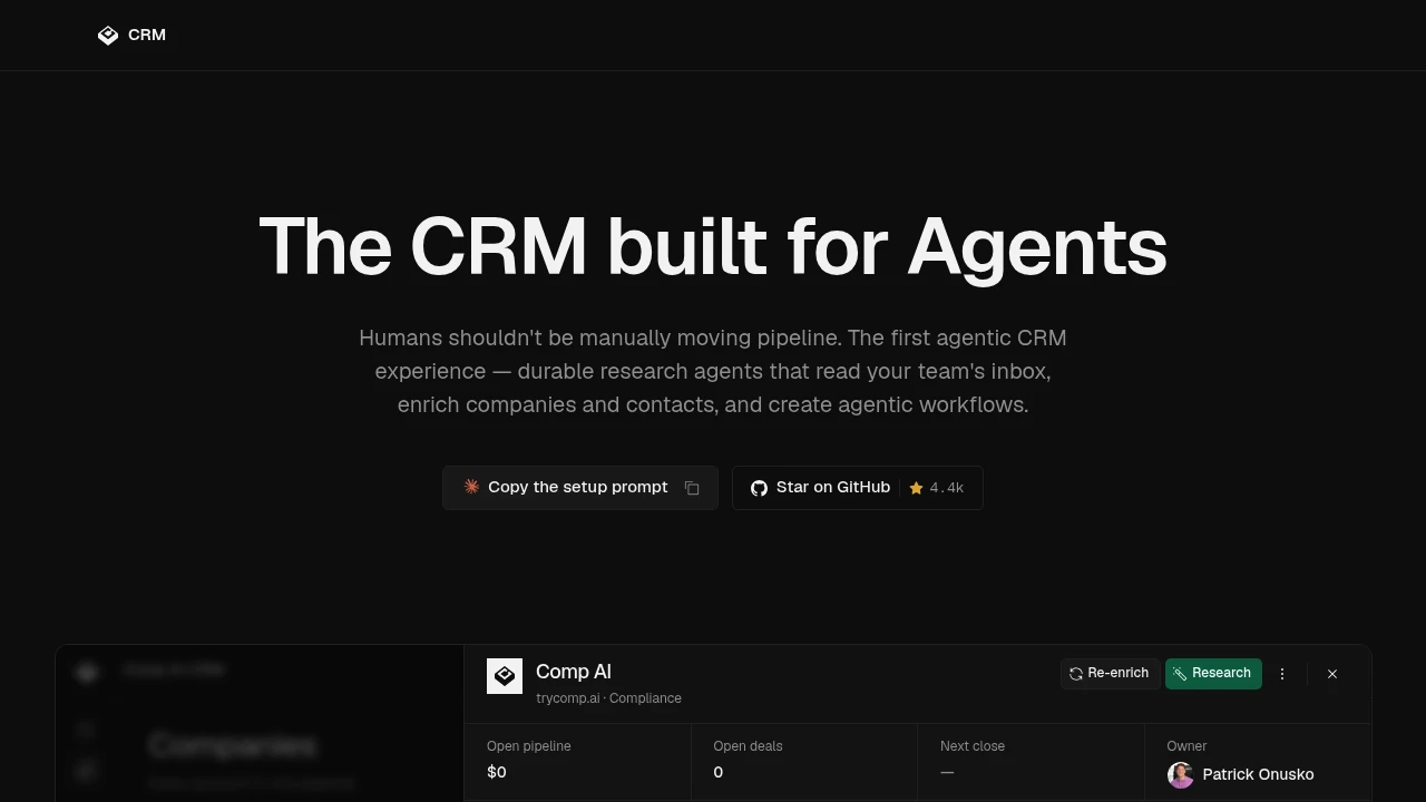 CRM product interface