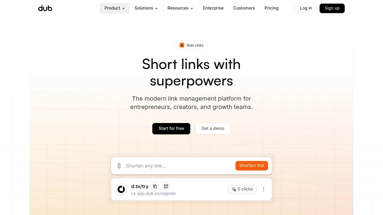 Dub Links product interface