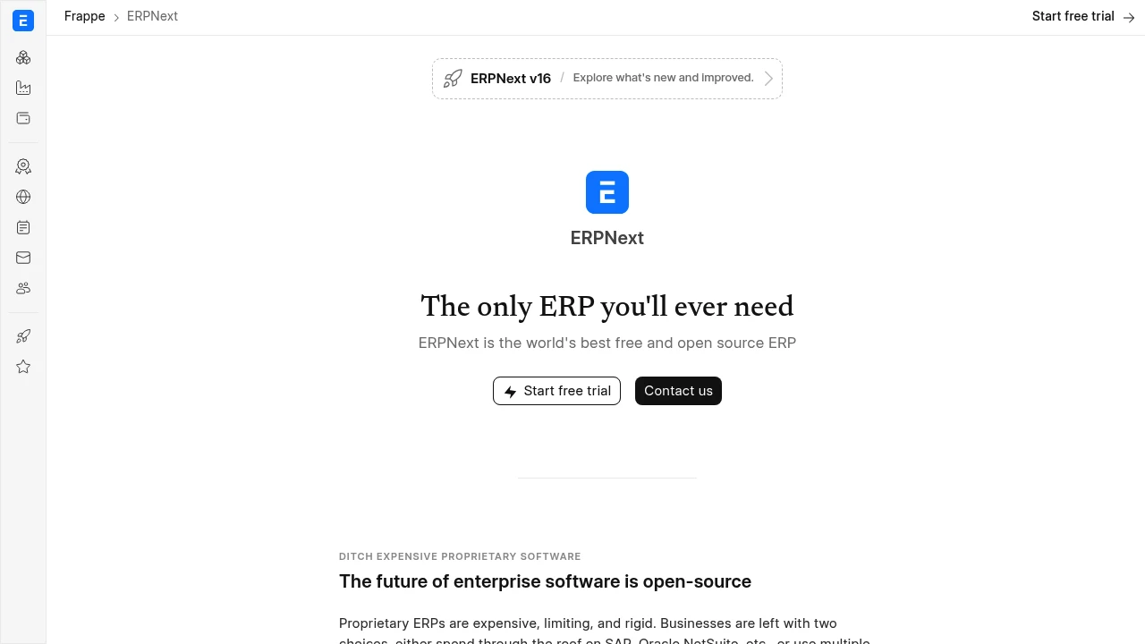 ERPNext product interface