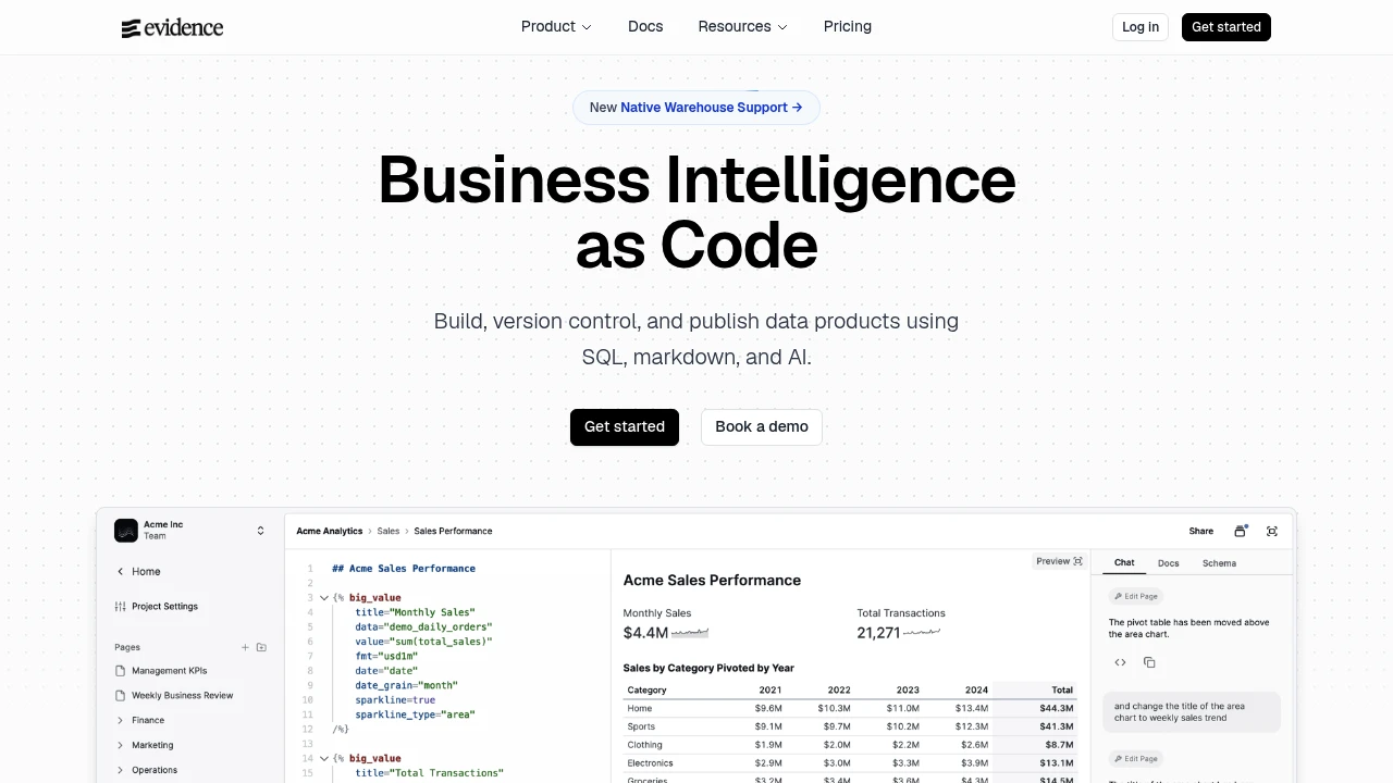 Evidence product interface