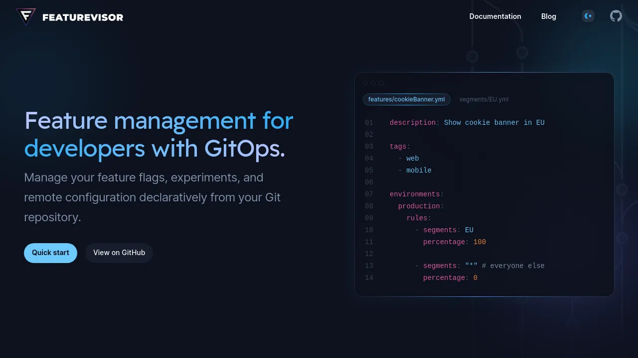 Featurevisor product interface