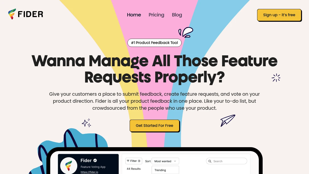 Fider product interface